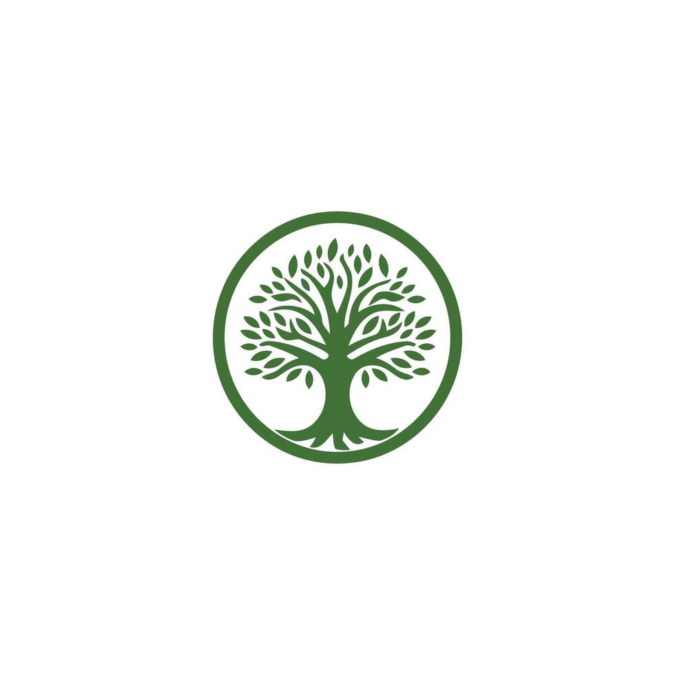 ai generado árbol logo icono modelo diseño. jardín planta natural línea símbolo. verde rama con hojas negocio signo. vector ilustración.