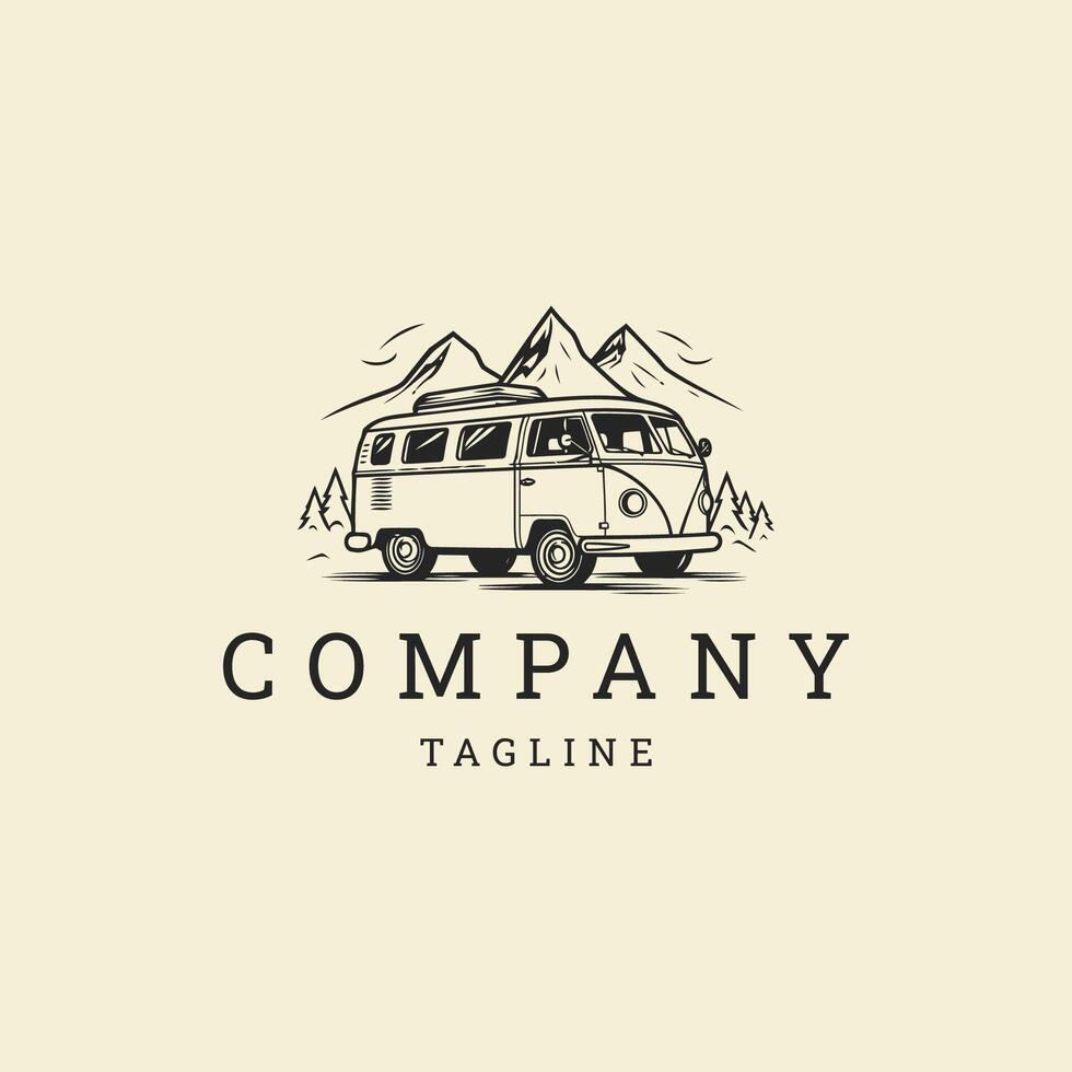 AI generated Camper van logo vector icon design template