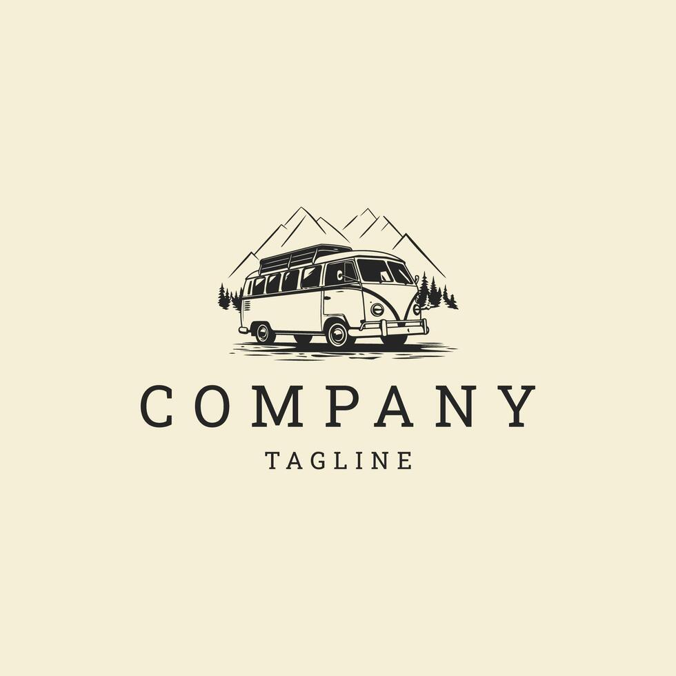 AI generated Camper van logo vector icon design template