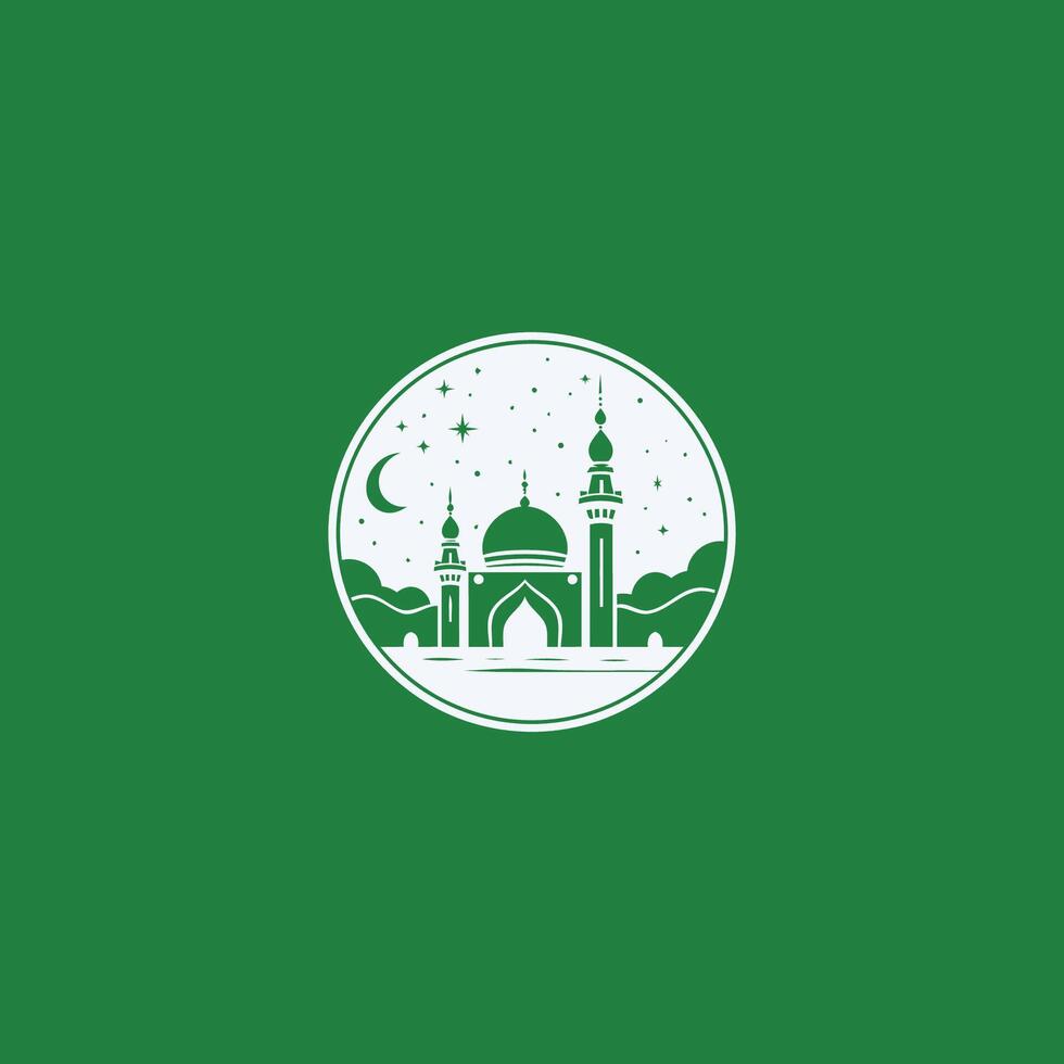 AI generated Mosque logo design with Islamic creative concept Vector