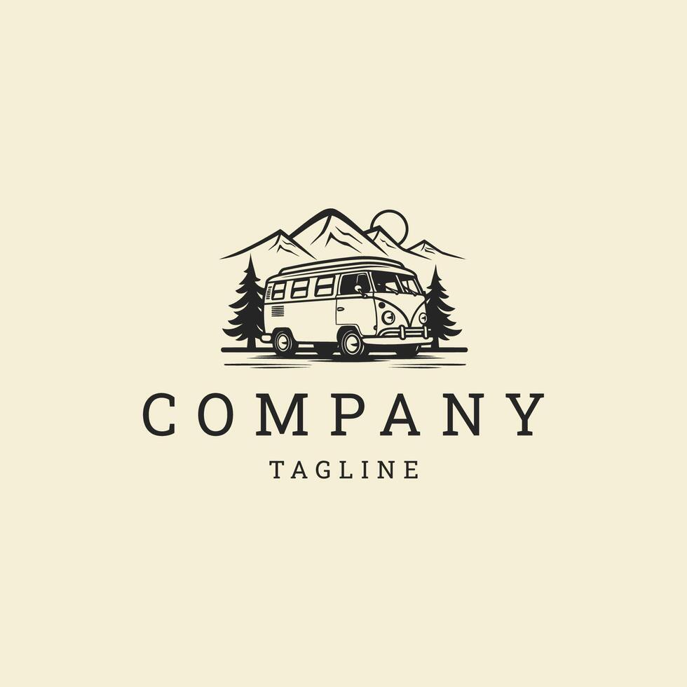 AI generated Camper van logo vector icon design template