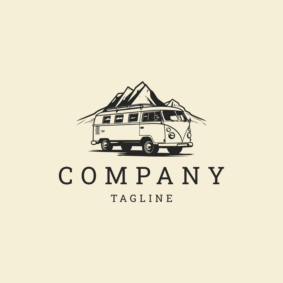 AI generated Camper van logo vector icon design template