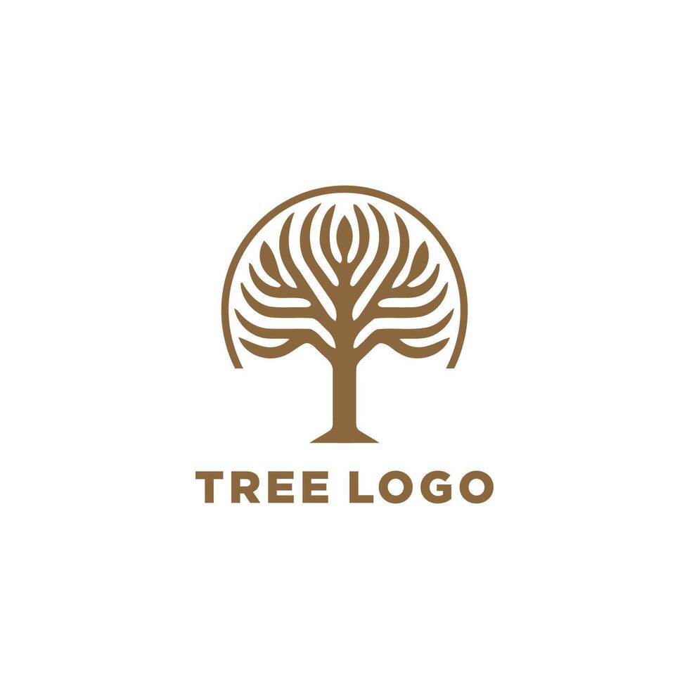 AI generated Tree logo icon template design. Garden plant natural line symbol. Green branch with leaves business sign. Vector illustration.