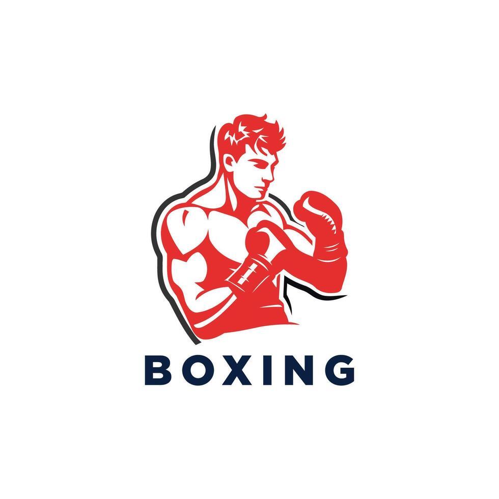 AI generated Muscular Boxer logo with boxing ring background - boxing emblem, logo design, illustration on white background vector