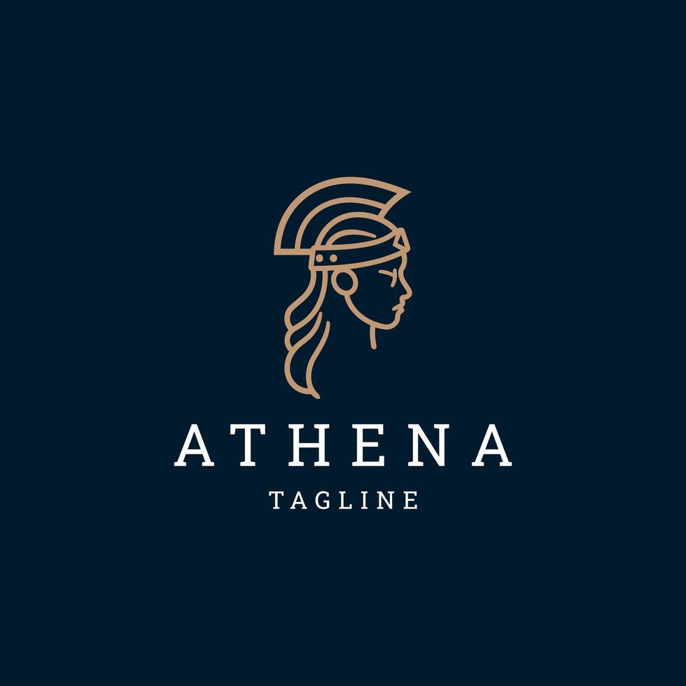 AI generated Athena line art logo icon design template vector