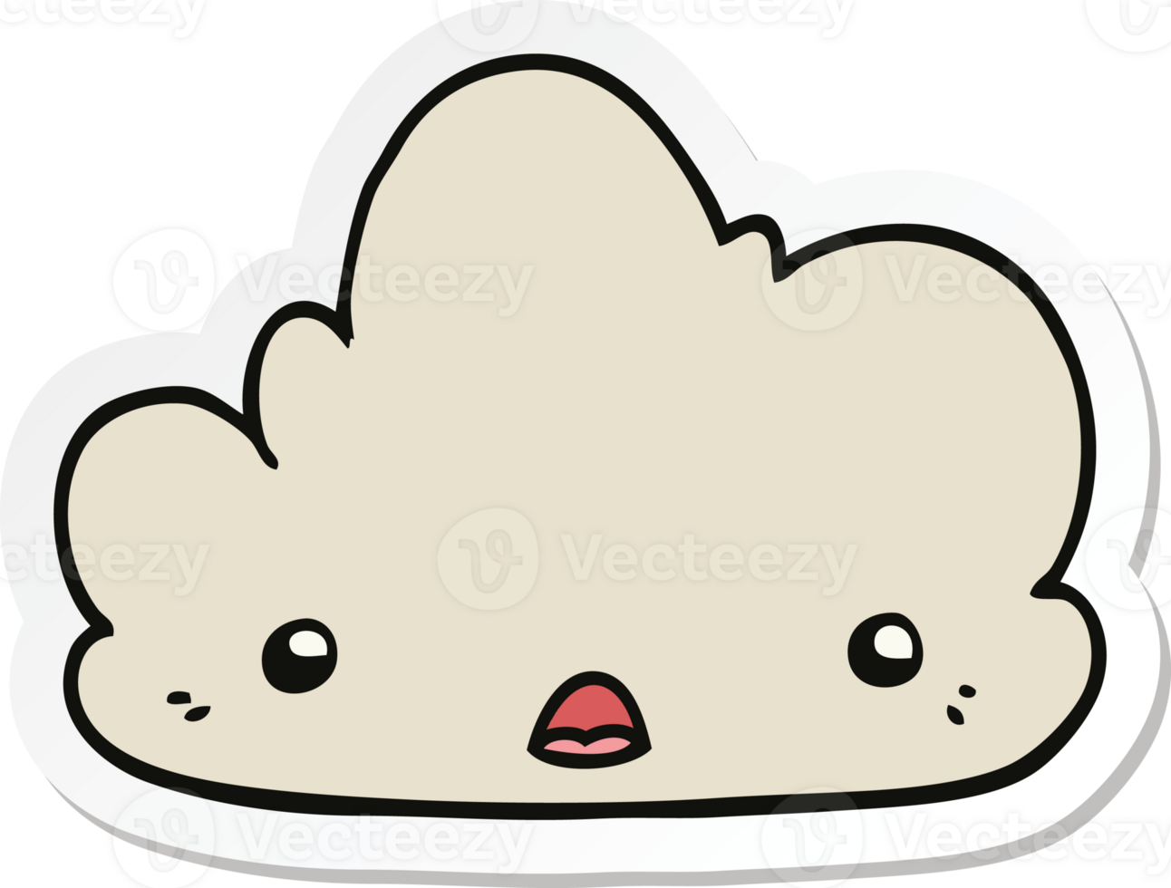 sticker of a cute cartoon cloud png