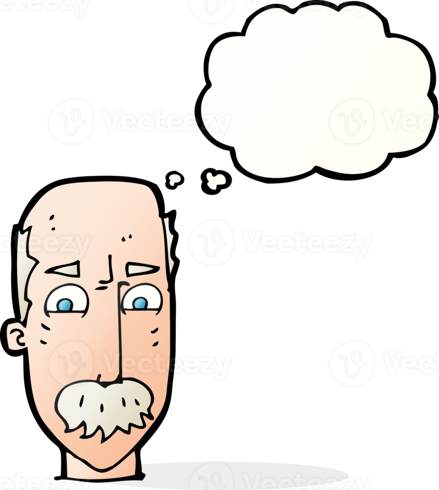 cartoon annnoyed old man with thought bubble png