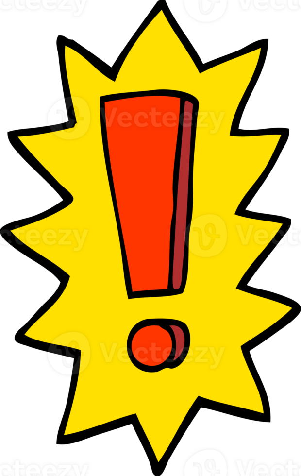 hand drawn doodle style cartoon exclamation mark png