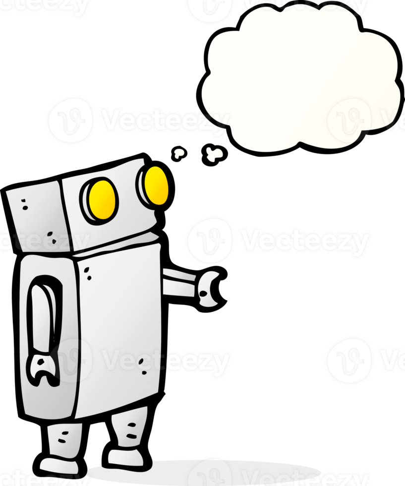 cartoon robot with thought bubble png
