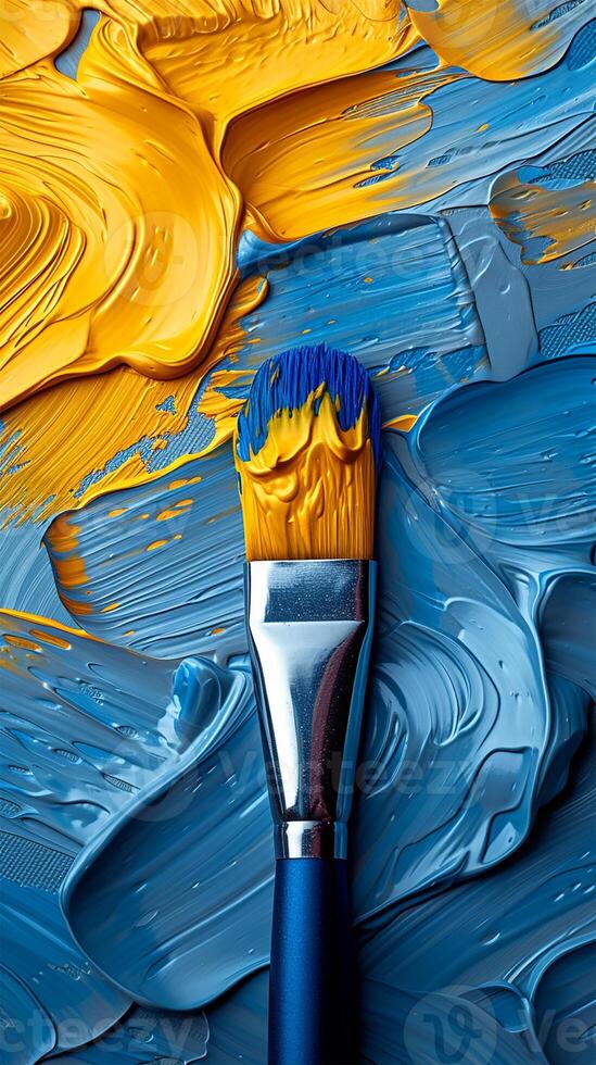 AI generated Abstract Waves of Blue and Yellow for Digital Canvases photo