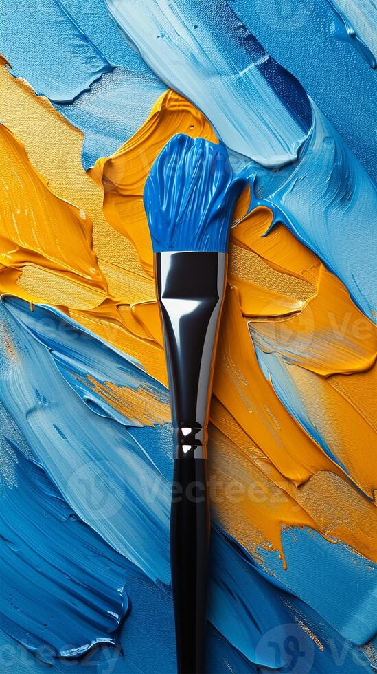 AI generated Abstract Waves of Blue and Yellow for Digital Canvases photo