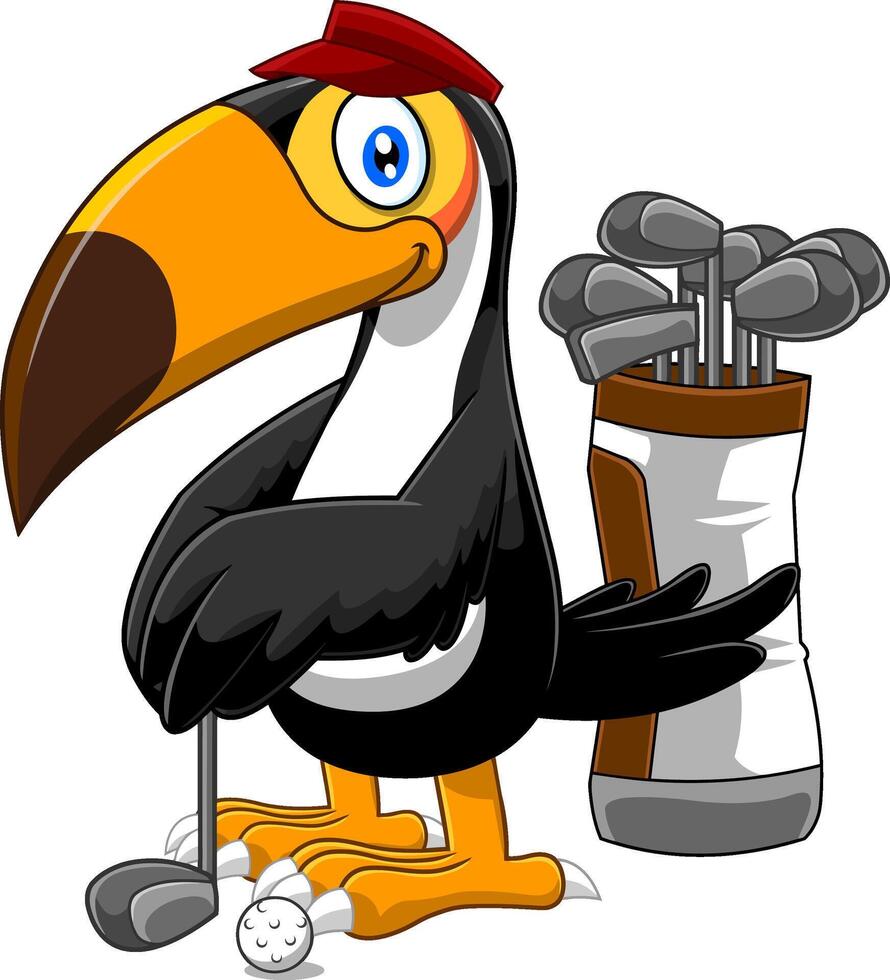 Golfer Toucan Bird Cartoon Character vector