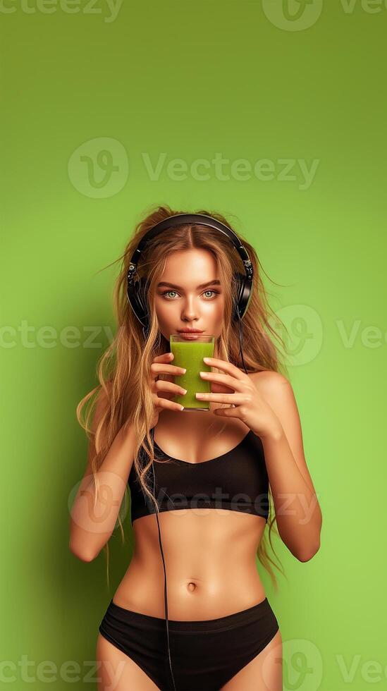 AI generated Summer Vibes Juice and Beats in Green photo