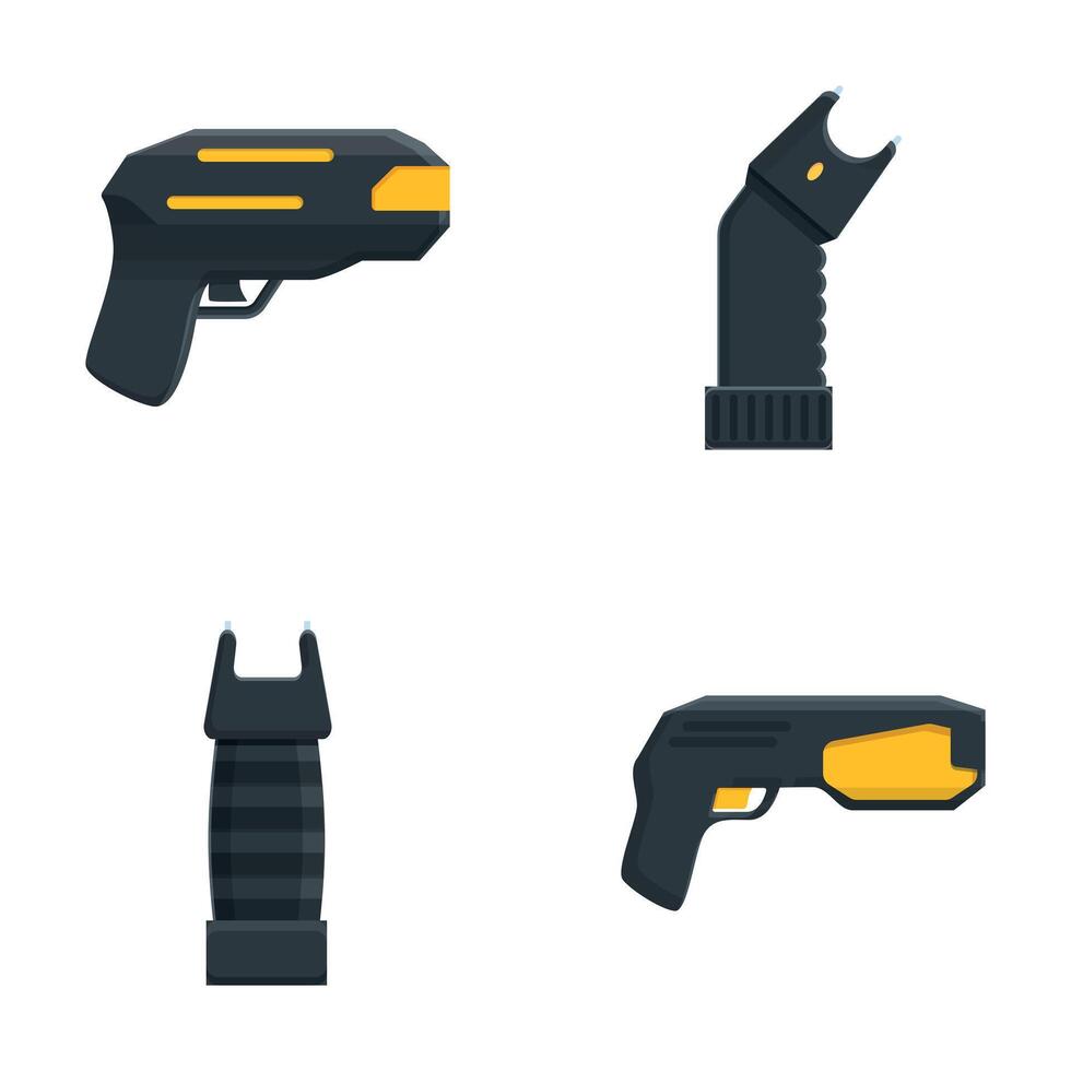 Electric shocker icons set cartoon vector. Electroshock weapon for self defense vector