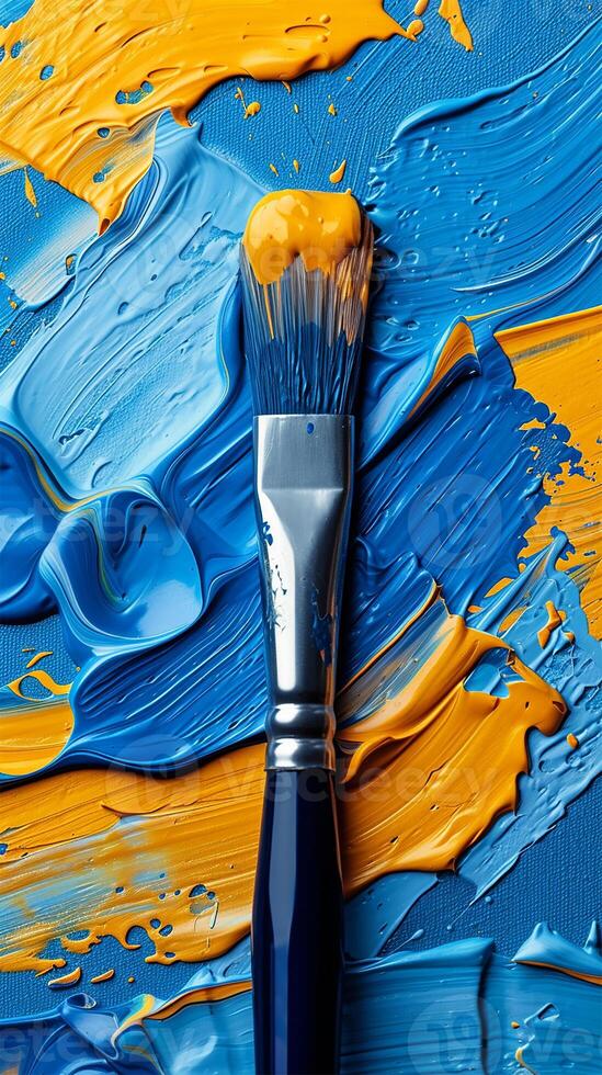 AI generated Abstract Waves of Blue and Yellow for Digital Canvases photo