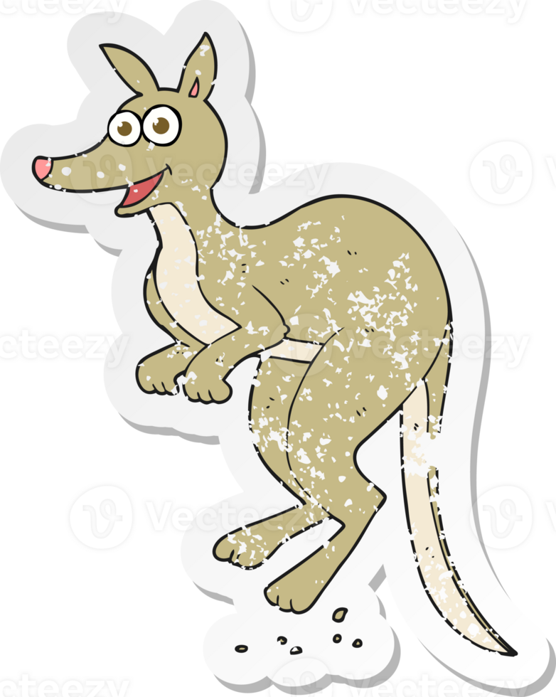 retro distressed sticker of a cartoon kangaroo png