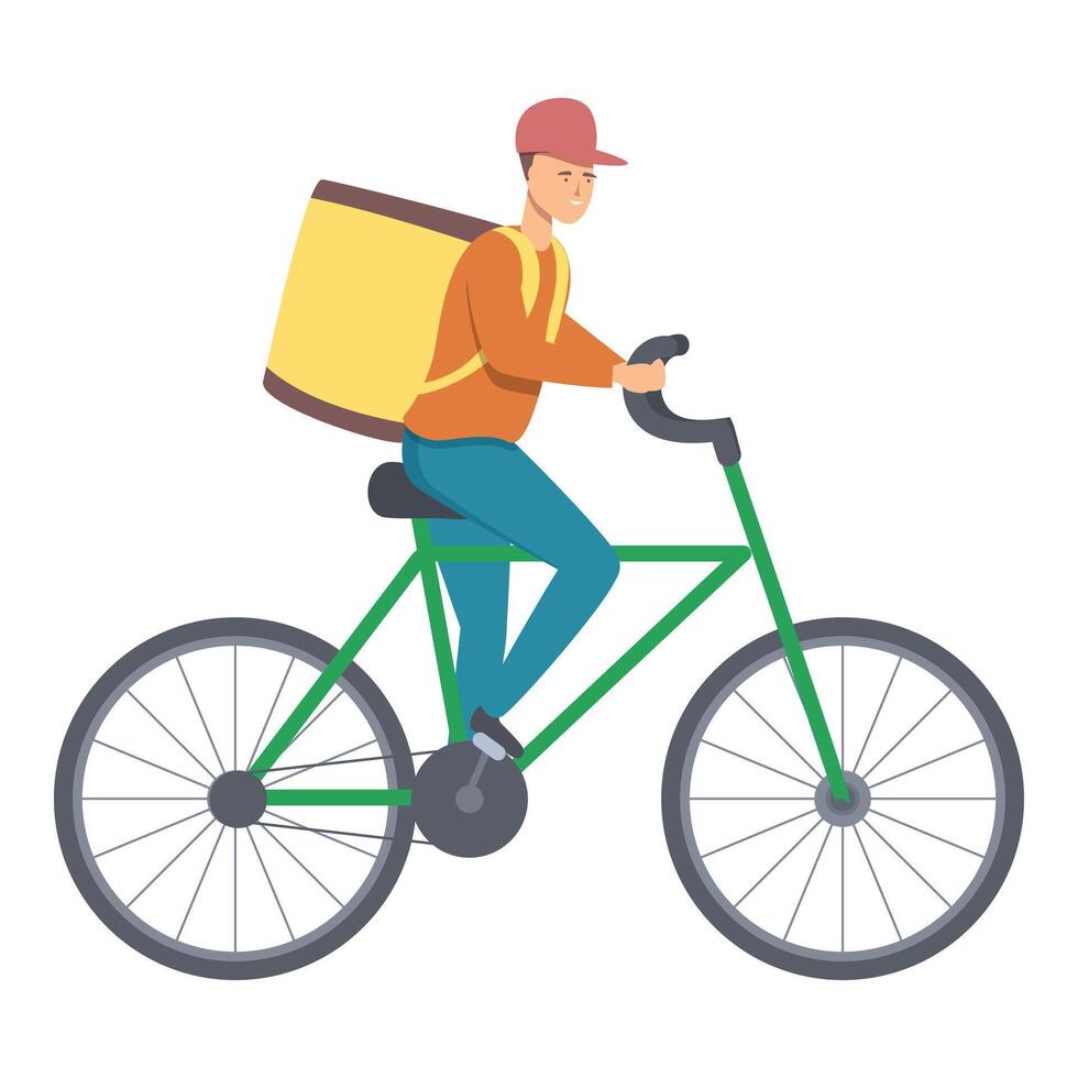 bicicleta mensajero mochila icono dibujos animados vector. vehículo jinete vector