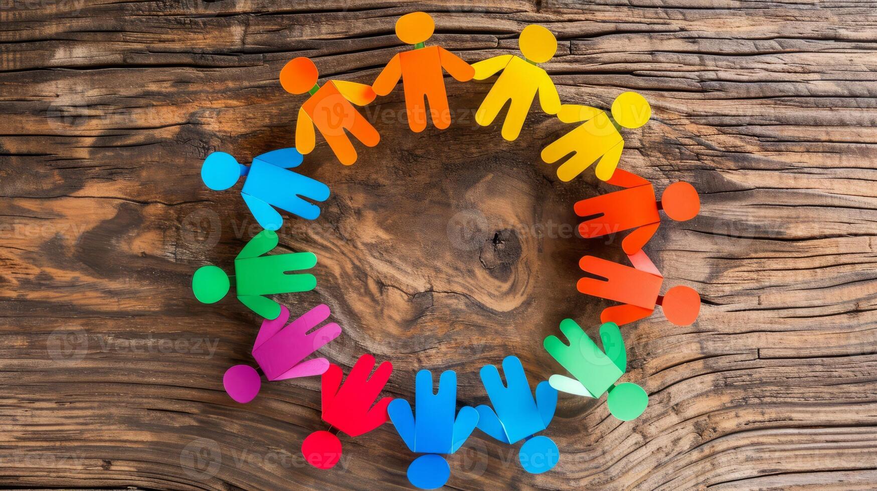 AI generated Unity and Diversity Concept with Paper Figures photo