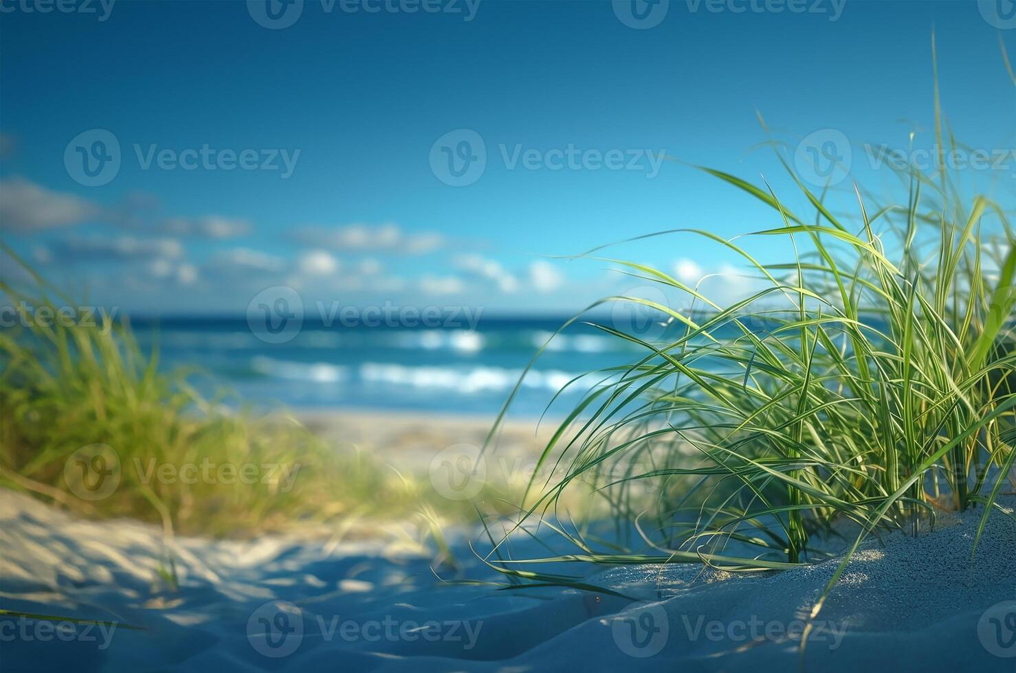 AI generated Graceful Seagrass by the Shore with Ocean Waves photo