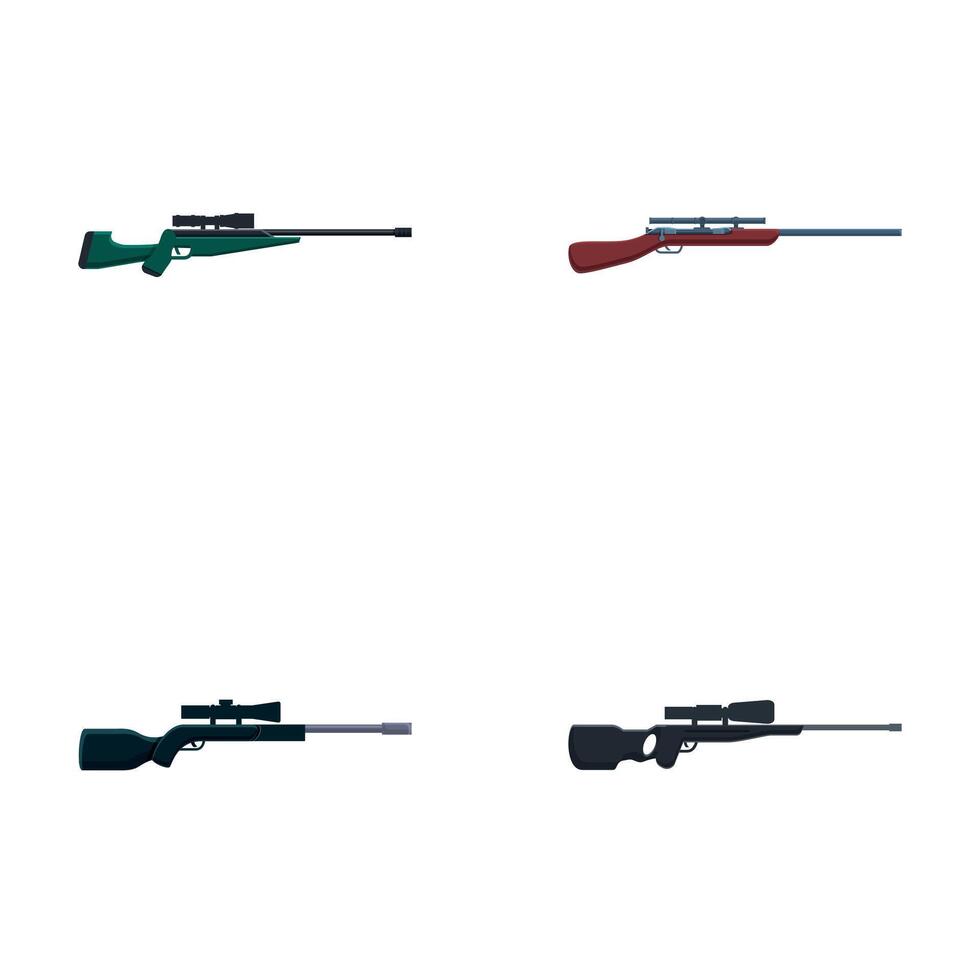 Rifle icons set cartoon vector. Sniper firearm and hunter carbine vector