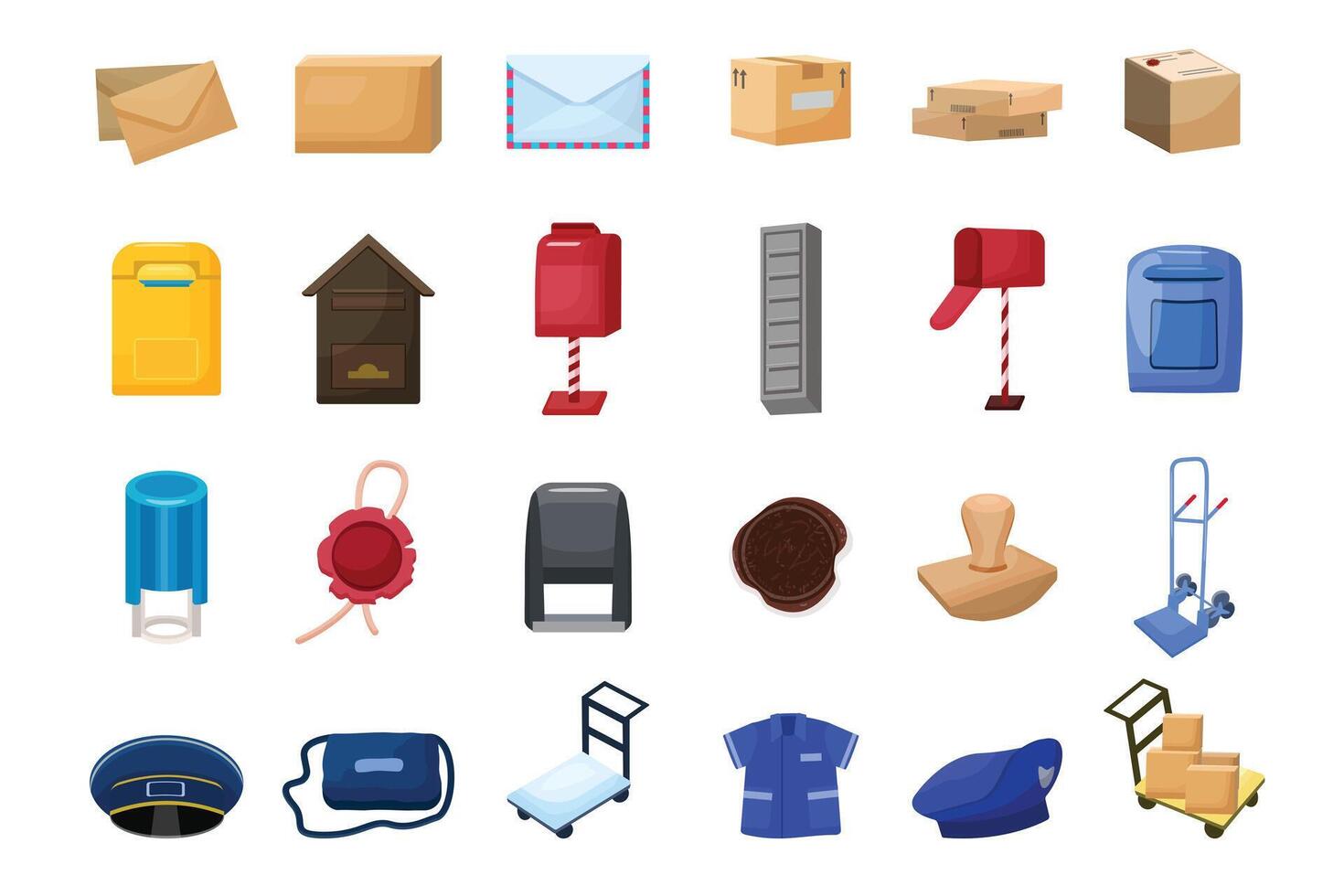 Postman icons set cartoon vector. Send carrier vector