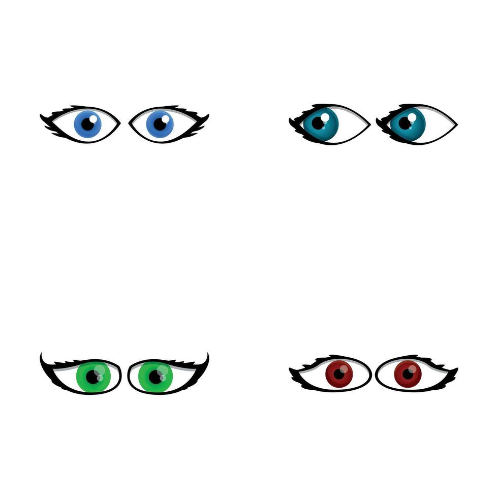 Cartoon eye icons set cartoon vector. Cute eye expressing different emotion vector