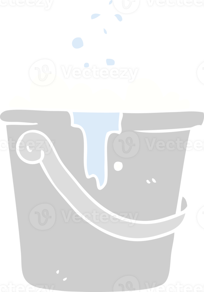 flat color illustration of a cartoon cleaning bucket png