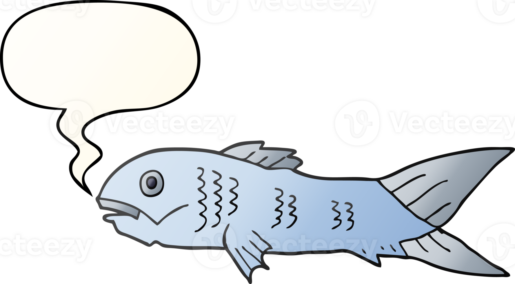 cartoon fish and speech bubble in smooth gradient style png