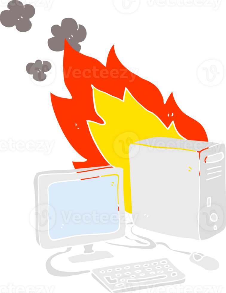 flat color illustration of a cartoon computer png