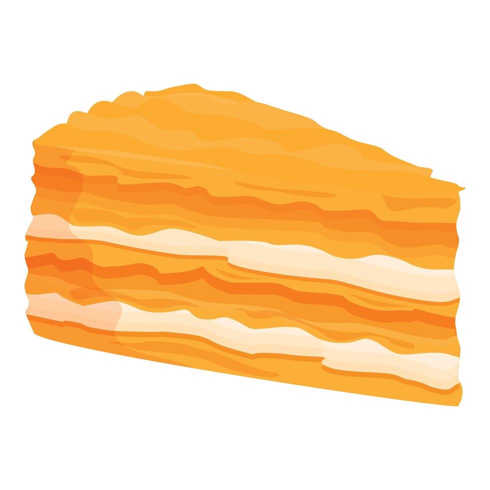 Sweet Napoleon slice icon cartoon vector. Menu dessert vector