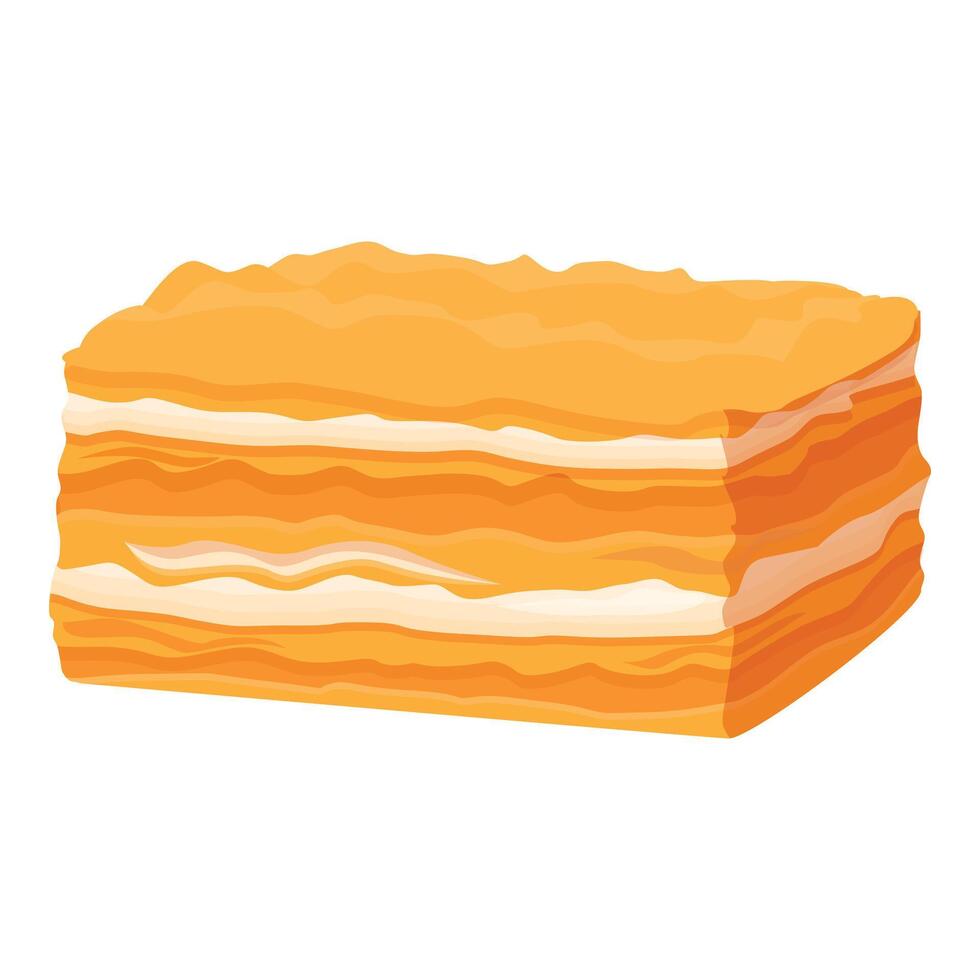 Slice meal cake icon cartoon vector. Napoleon food vector