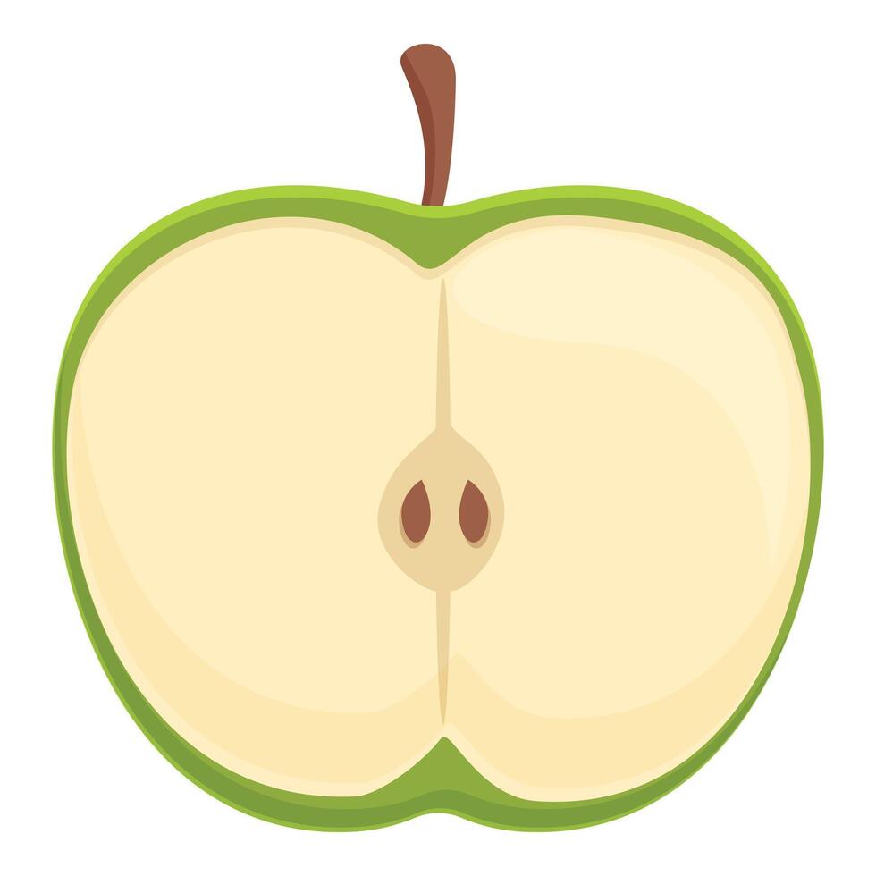 Half apple icon cartoon vector. Green food nutrition vector