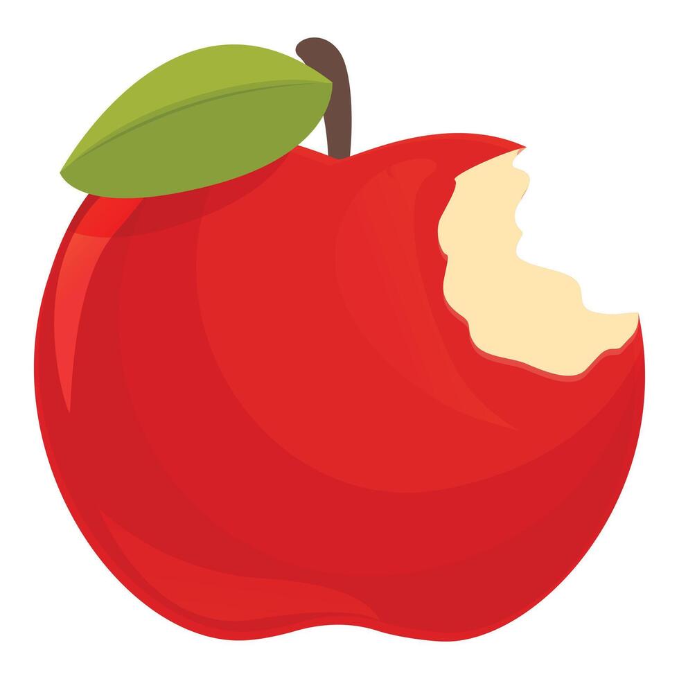 Kid bite apple icon cartoon vector. Organic nutrition vector