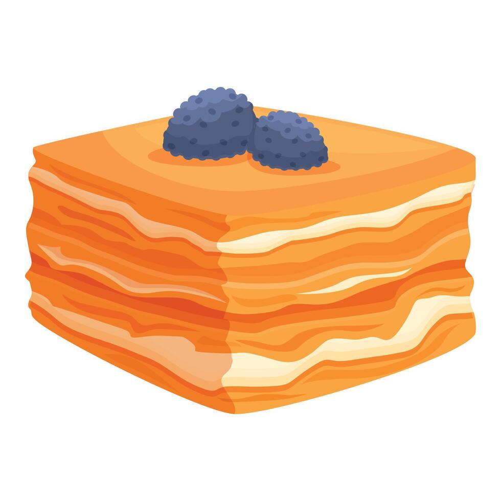 Blueberry napoleon cake icon cartoon vector. Sweet dessert vector