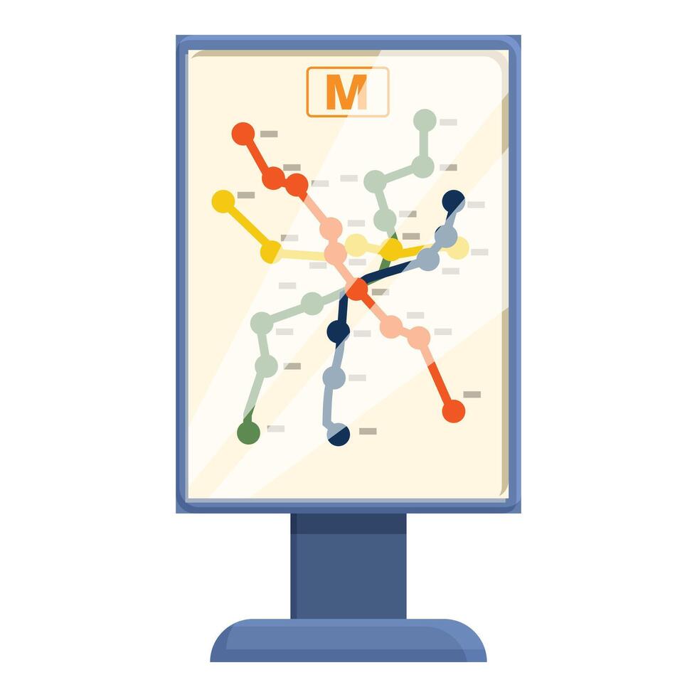 Metro transport city map icon cartoon vector. Info board vector