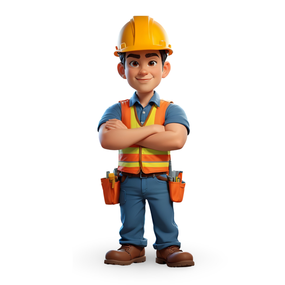 Cartoon construction worker png