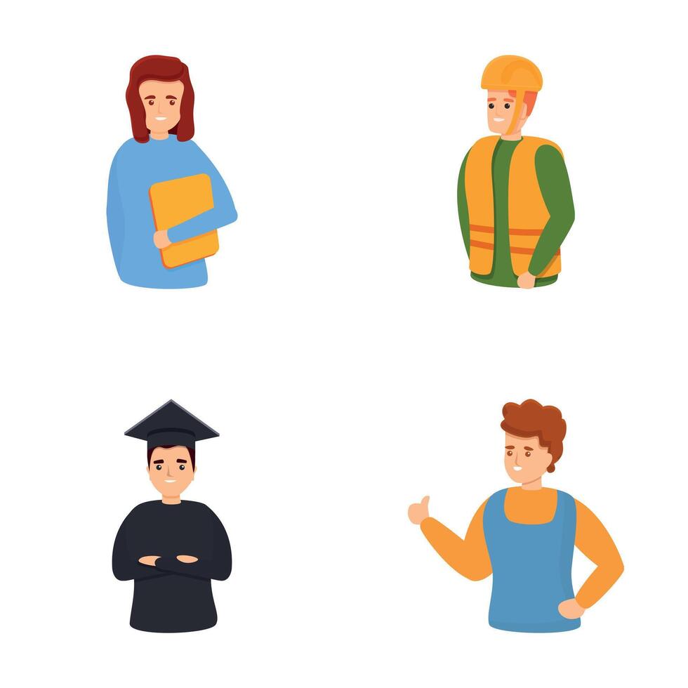 Career icons set cartoon vector. People various profession and occupation vector