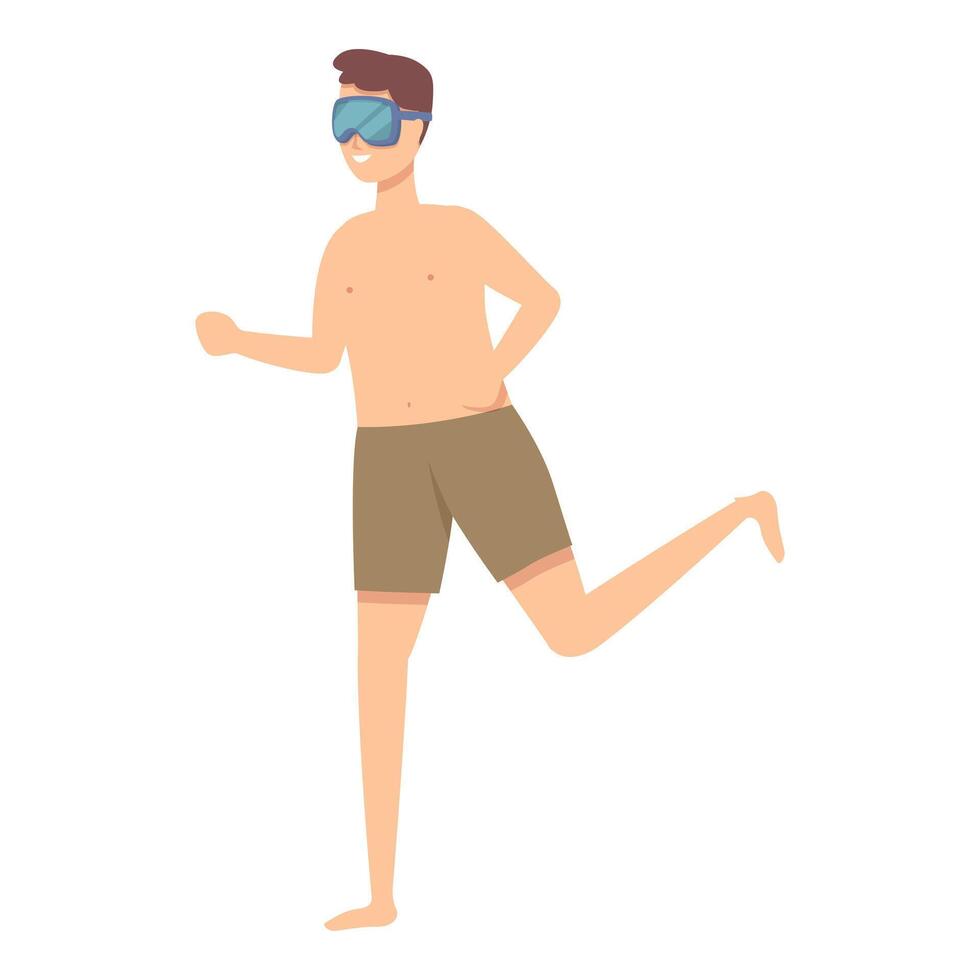 Running in pool icon cartoon vector. Swim camp vector