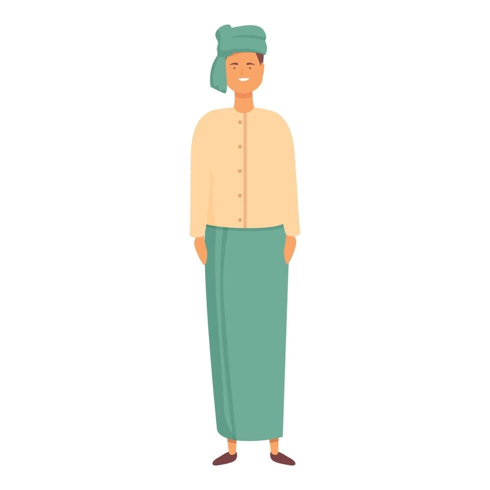 Myanmar happy man icon cartoon vector. Festival day vector
