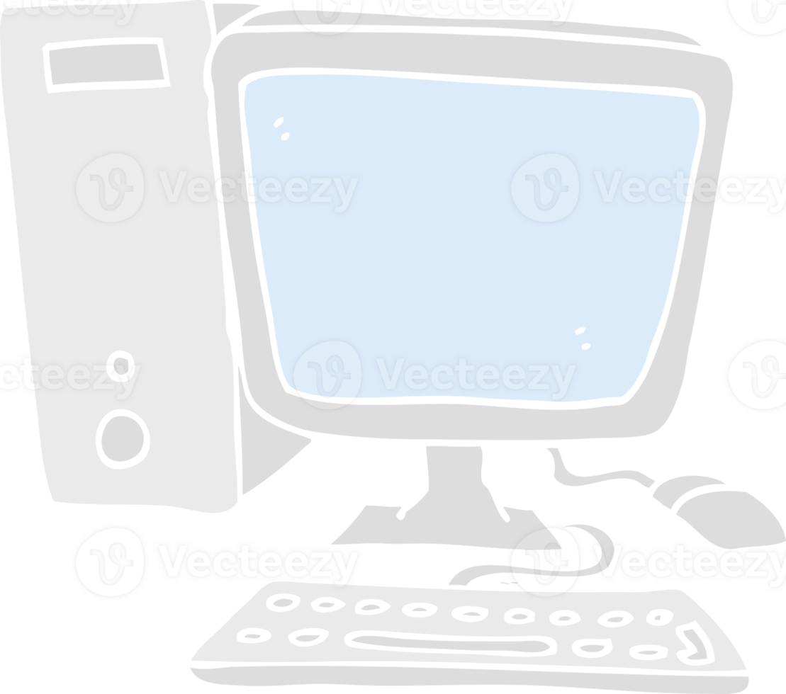 flat color illustration of a cartoon desktop computer png