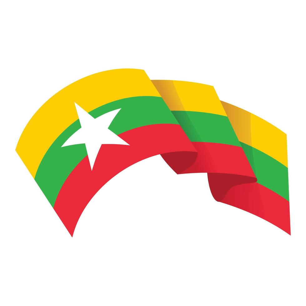 Wind flag myanmar icon cartoon vector. Culture day vector