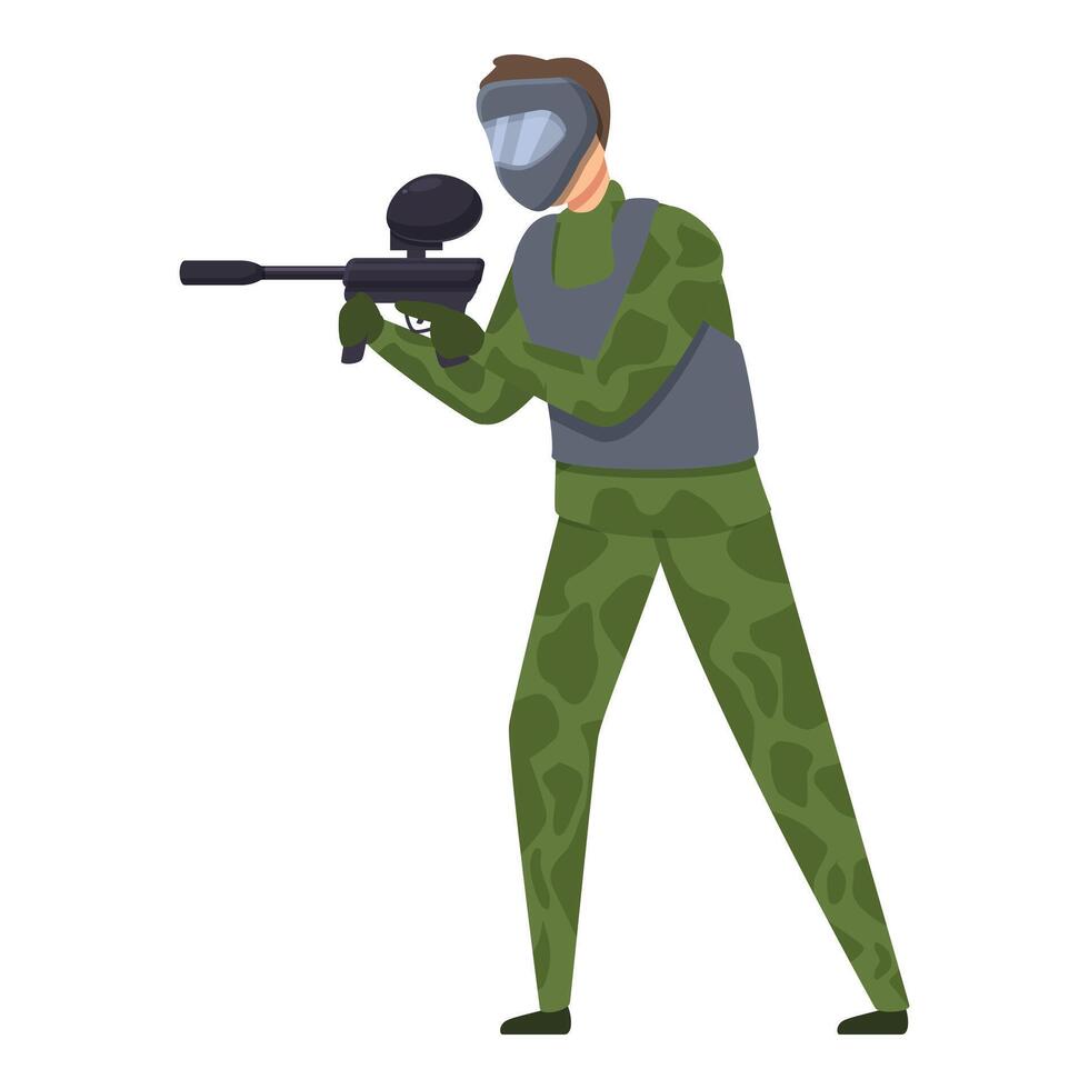 Combat player icon cartoon vector. Paintball shooting vector