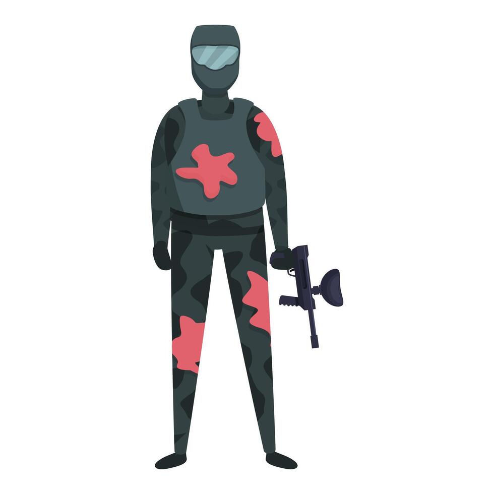 deporte equipo paintball icono dibujos animados vector. jugar chico vector