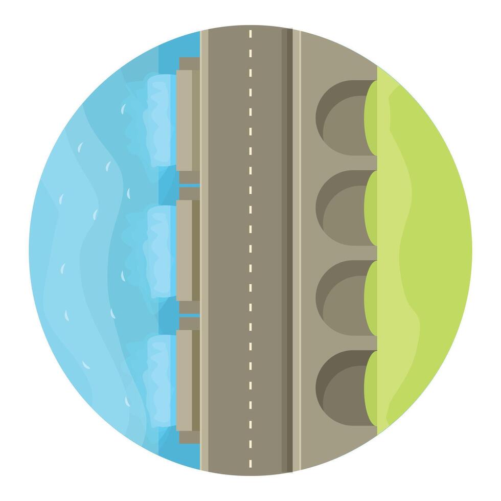 Top view hydro power icon cartoon vector. City factory vector