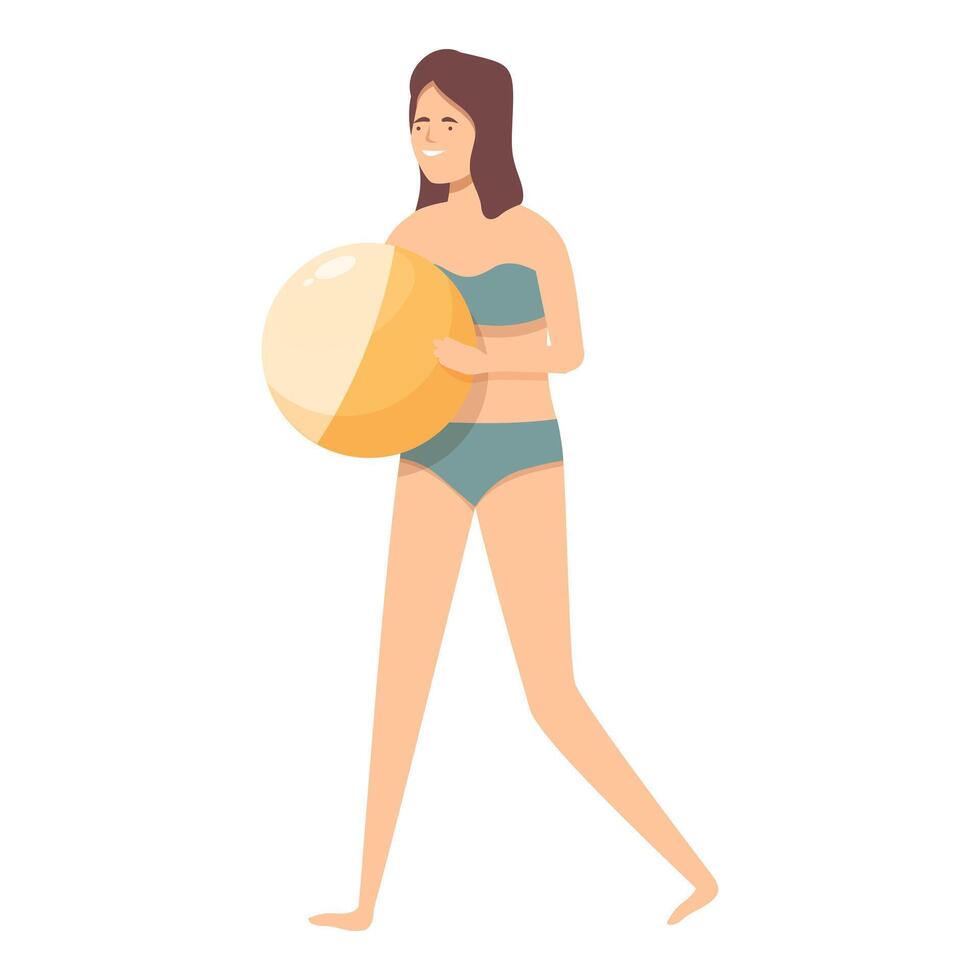 Athlete girl with ball icon cartoon vector. Beach fun vector