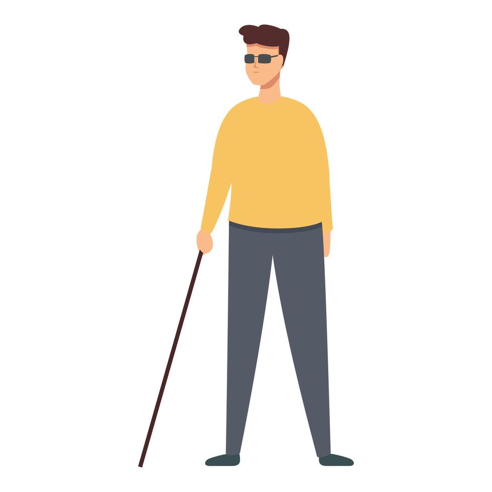 Blin man stick icon cartoon vector. Dog road cane vector