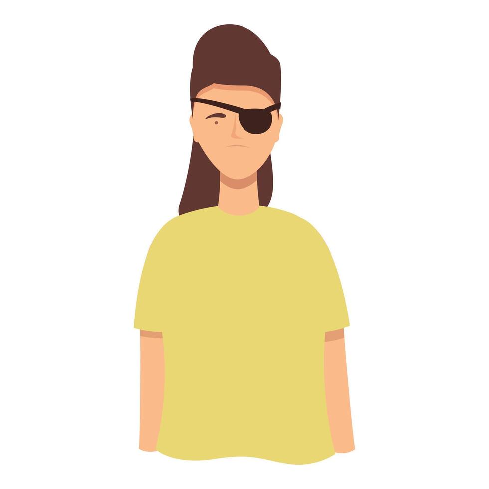 One eye girl blind icon cartoon vector. Tactile health vector