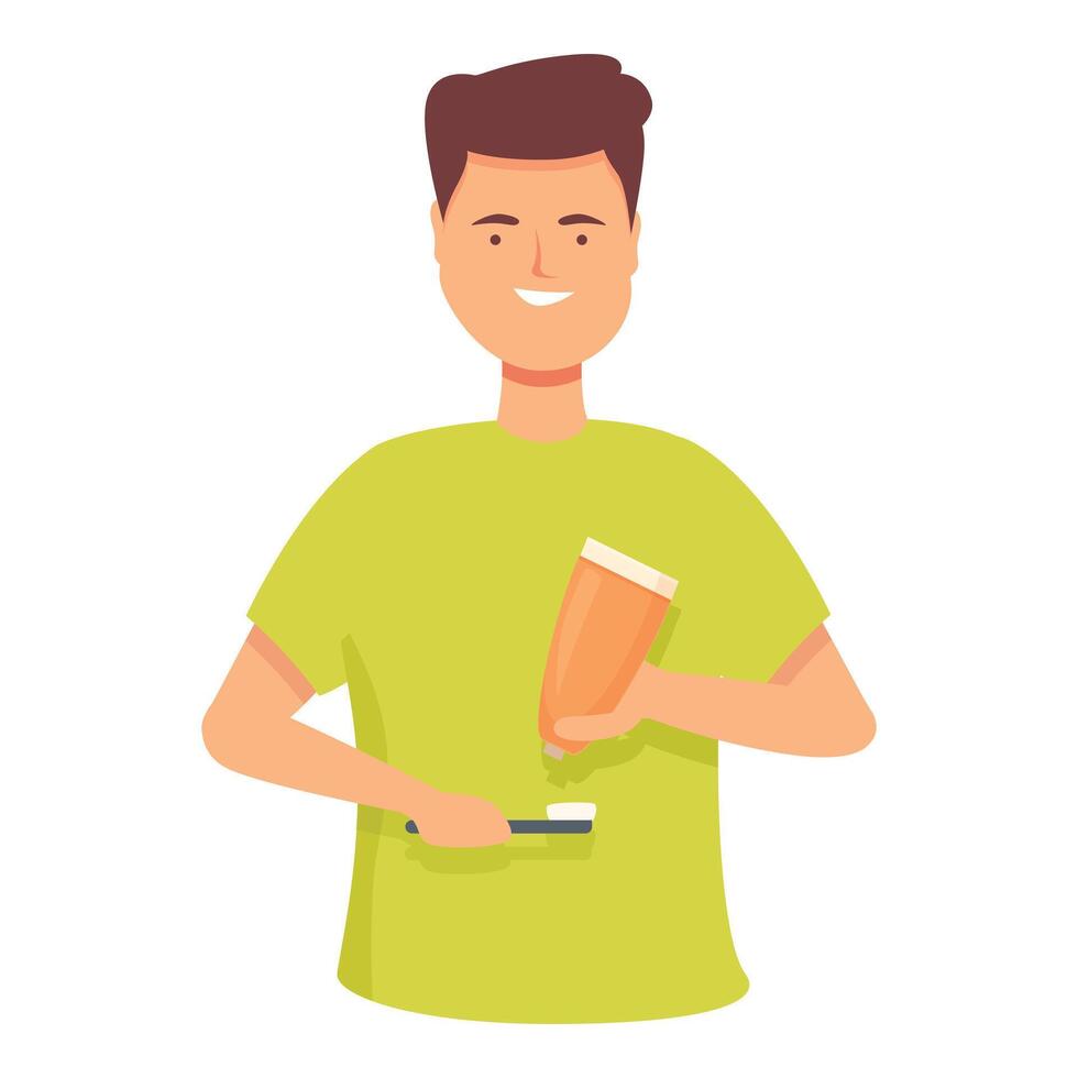 Take tooth paste at morning icon cartoon vector. Smile patient vector