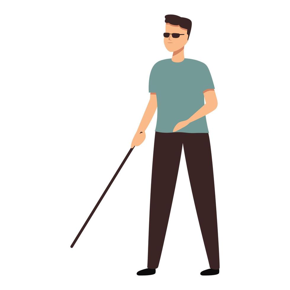 Street walk blind boy icon cartoon vector. Cane road vector