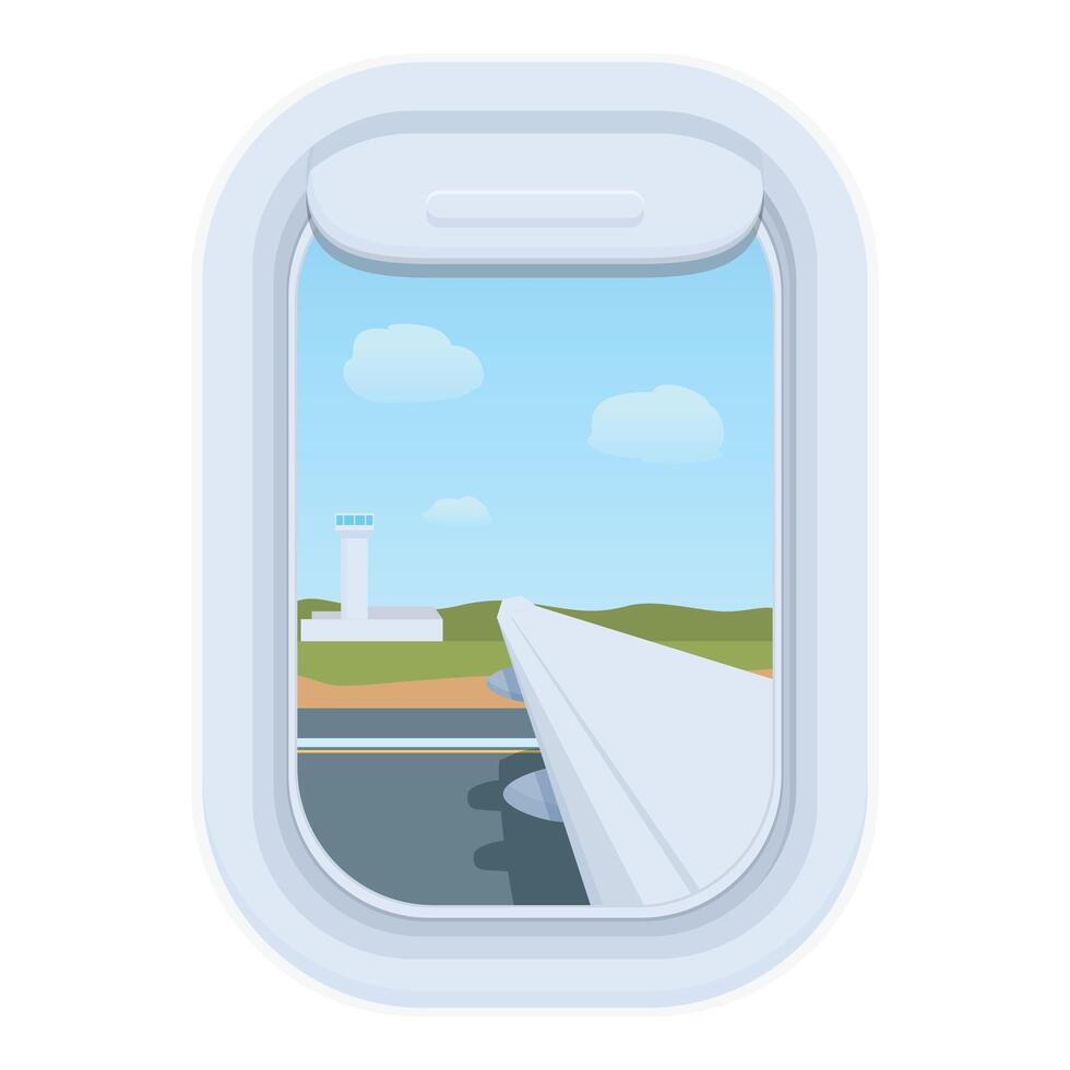 Airplane window icon cartoon vector. Air travel sky vector